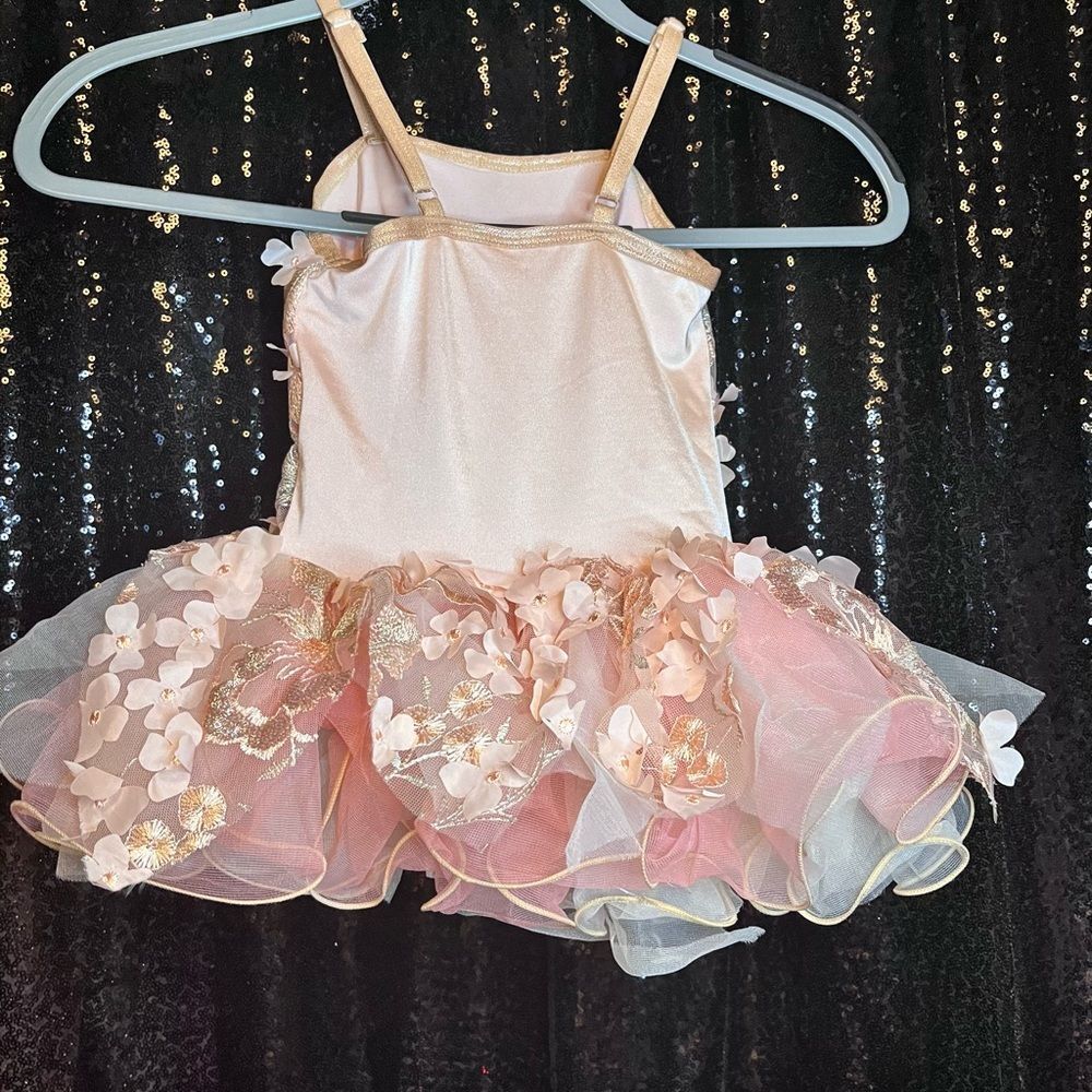 Charming Pink Floral Kids Dance Costume - Picture 7 of 14